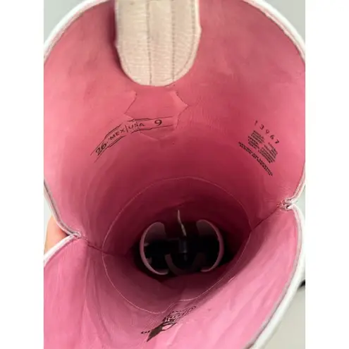 El Malcriado Womens Western Boots White Leather Embroidered Cowgirl Rodeo US 9