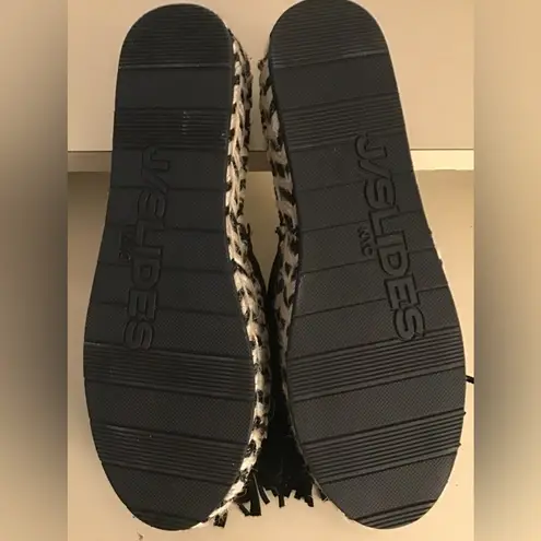 JSlides new with no tag'women black leather espadrilles platform sandals US 7.5