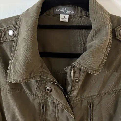 Market & Spruce Green Utility Jacket with Epaulettes