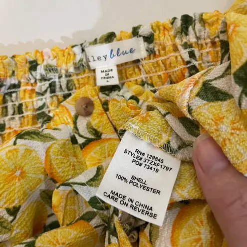 Bailey blue NWT Lemon Print Mini Dress Square Neck Puff Sleeve Smocked Fruit New