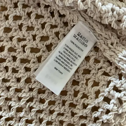 Nicole Miller Artelier  Beige Crochet Open Cardigan Hoodie XS