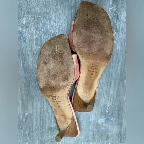 Isaac Mizrahi Floral Appliqué Spring Wicker Weave Pink Peach Sandals Size 6