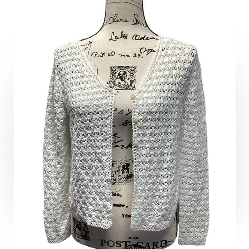 Primary Colors Crochet cropped cardigan. Size Medium White