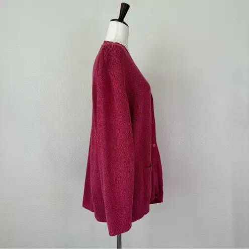 WinterSilks Pink Marled Cotton Silk Blend Button Down Cardigan, Size XL