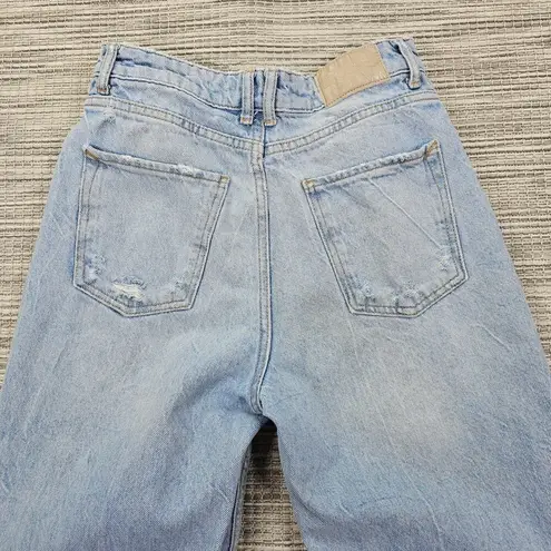 ZARA  Jeans Womens Size 4 High Waisted Destroyed Wide Leg Button Fly Grunge