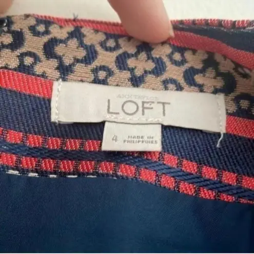 Loft Ann Taylor  Metallic Multi Print Pencil Skirt Work Career Office Bu…