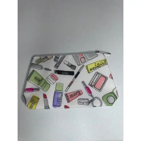 Clinique Makeup Bag Zip Pouch Cosmetic Case White Multi Travel GWP
