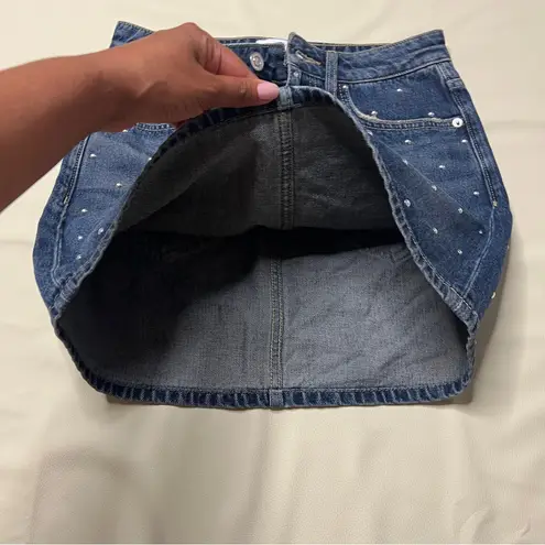 Current/Elliott  Size‎ 25 Cotton Blue Denim Studded Mini Skirt Distressed