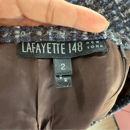 Lafayette 148 New York Tweed Pencil Skirt Blue/Black/White Women's Size 2 Blue