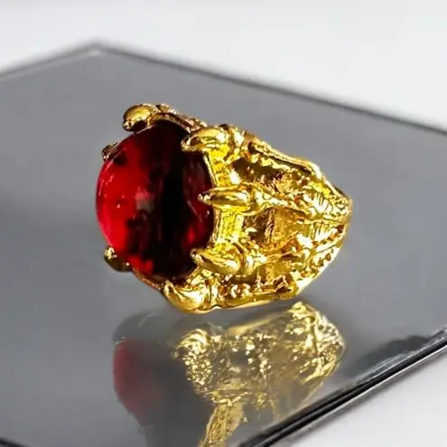 NIB Alloy Unisex Vintage Dragon Claw Eye Yellow Gold Metal Ring, Quality, Retro,