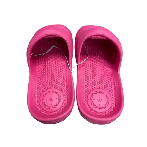 Totes Puffy Platform Slide Sandals Women 6 Magenta Pink Waterproof Pool Beach