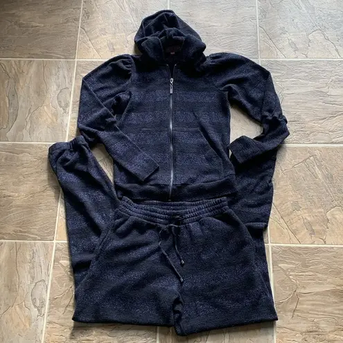 Hale Bob Metallic Striped Purple Black Loungewear Track Suit XS