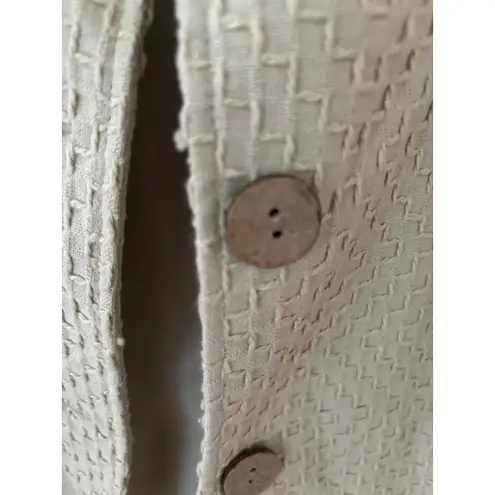 Denim & Co Womens Beige Textured Button Front Jacket Medium Cotton Blend