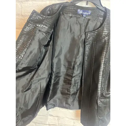 Susan Graver Women’s Faux Alligator Leather Zip Swing Chic Jacket Size Medium