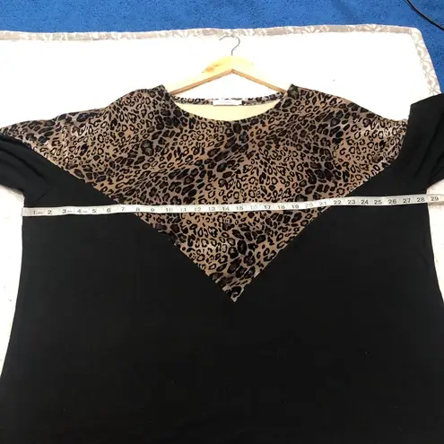 Amaryllis Leopard Print Velvet Bodice Sweater Size 1X Black