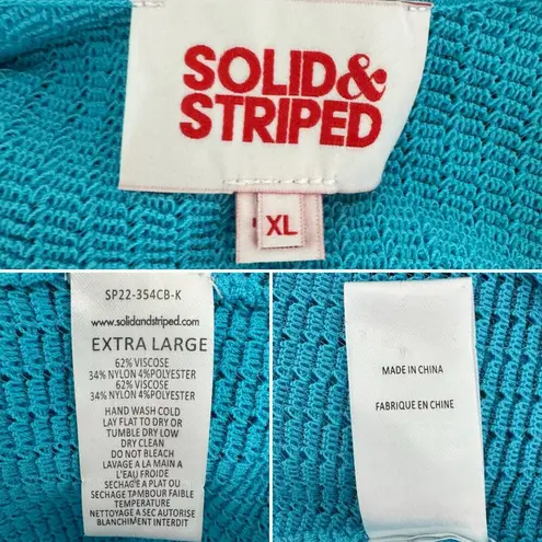 Solid & Striped The Bailey Dress Cerulean Blue mesh swim cover up size XL