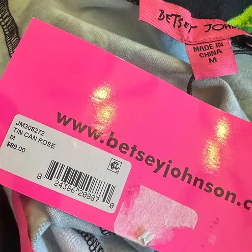 Betsey Johnson  Tin Can Rose Print Halter Dress Pin-Up Retro Size Medium NWT