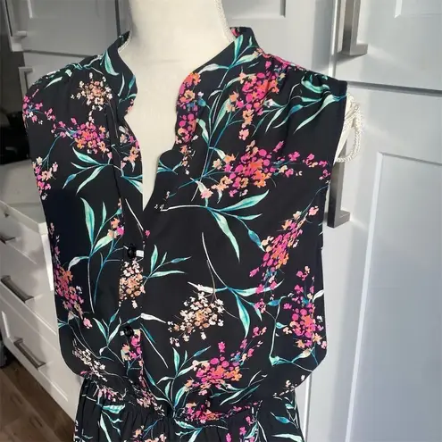 Charles Henry Women's Floral Sleeveless Mini Dress Black Casual