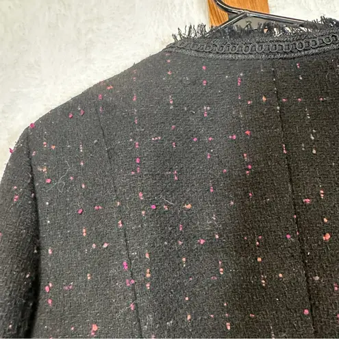 Perry Ellis Wool Blend Black & Pink Fringe Long Sleeve Blazer Size 14