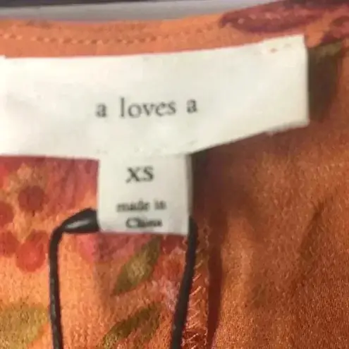 A loves A NWT WOMENS SZ XS DRESS RUFFLED RUST AND WINE FLORAL DESIGN