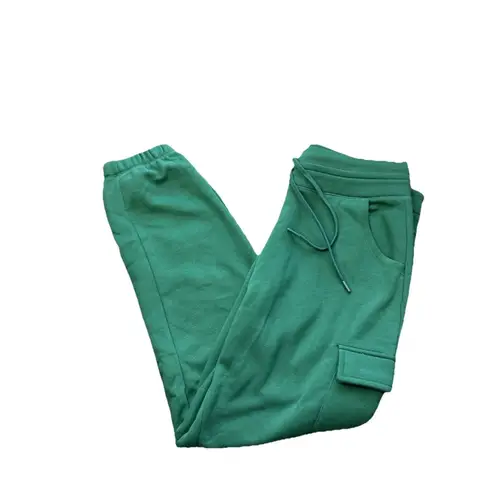 Tek Gear Women's  Joggers Size Large Green Ultrasoft Fleece Cargo Pockets Fleece - Image 4