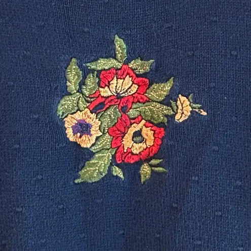 United States Sweaters Womens Navy Blue Sweater Floral Embroidery Size M Size M