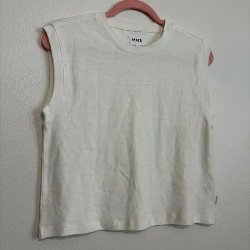 MATE the Label Regenerative Hemp Muscle Tank in Cloud Size Small White