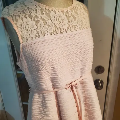 Motherhood NWOT PINK SLEEVELESS SHIFT DRESS W/LACE TOP/FULLY LINED/SIZE LARGE