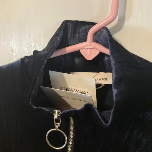 Samsoe Samsøe women's size S small dark sapphire half zipper long sleeve blouse Blue