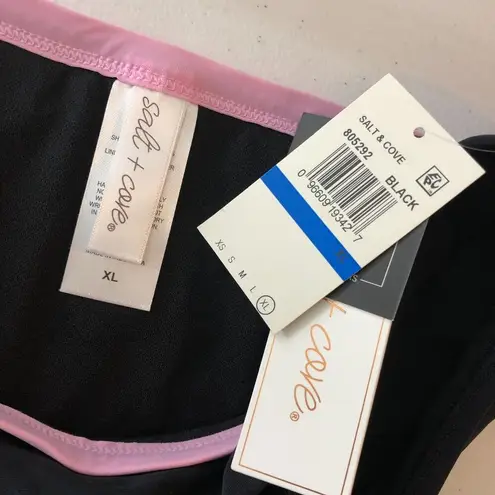 Salt + Cove Juniors' Binding Hipster Bikini Bottoms Colorblock Black Pink XL Size undefined