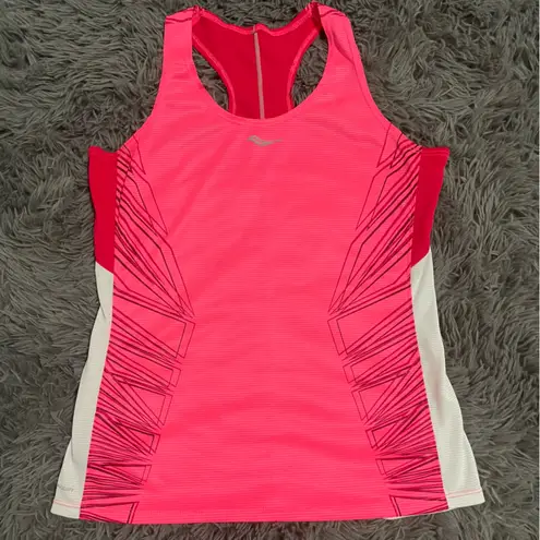 Saucony  Women's Vibrant Pink and White Tank Top - Image 2
