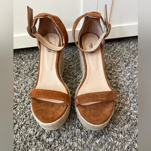 L'Agence L’agence Elysee Women’s Brown NWOT Platform Suede Wedge Espadrilles Size 8.5