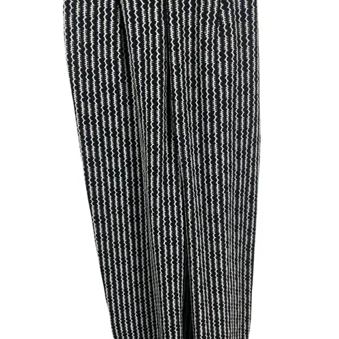 MNG Black White Textured Knit Belted Wide Leg Jumpsuit XS V