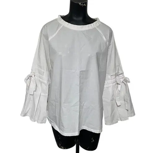 Mello Day White Cotton Bell Sleeve Top Size Large