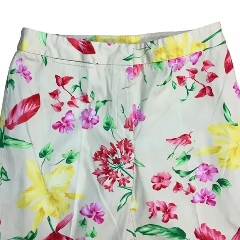 Rafaella Vintage Hawaiian Capri Cropped Pants Floral Pedal Pushers Size 6 u