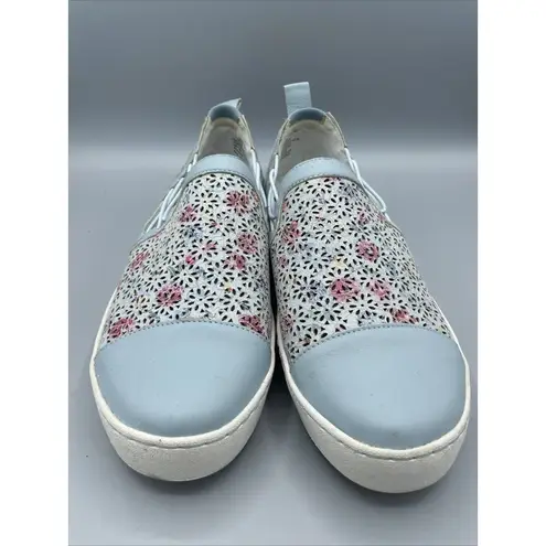 Jambu Erin Comfort Shoes Slip On Blue Floral Leather Size 9.5