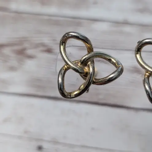Vintage Screw On Earrings Interlocking Trio Gold