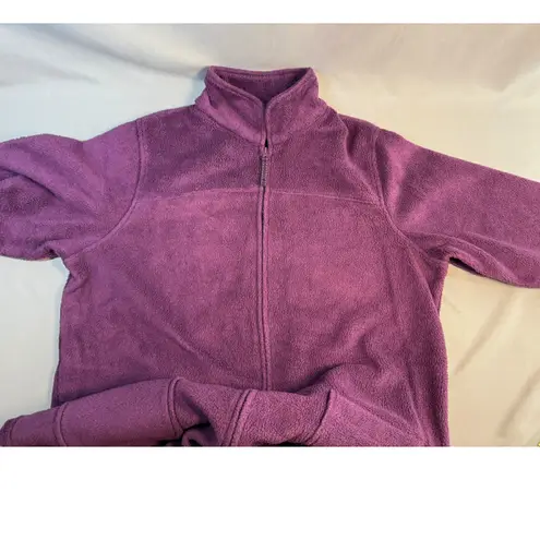 LL Bean Womens Purple Fleece Full Zip Long Robe Lounger Size L Cozy Minimalist Size L