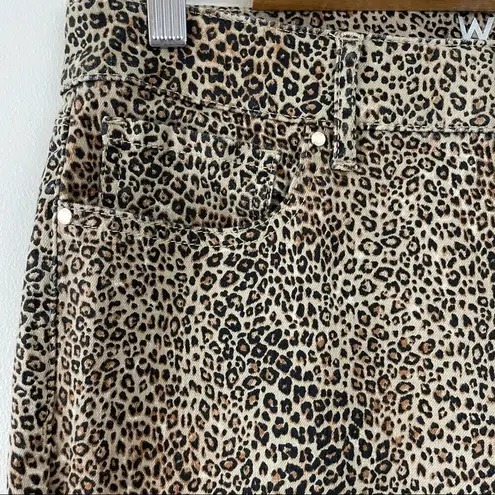 White House | Black Market WHBM Black Tan Leopard Animal Print Skinny Ankle Stretch Denim Jeans womens 8