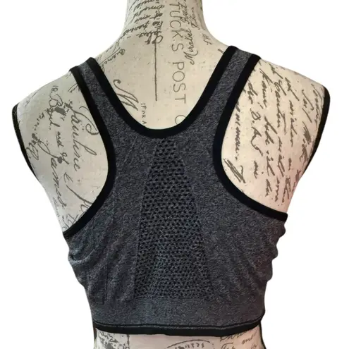 Gray Zipper Front Stretch Sports Bras Size Large