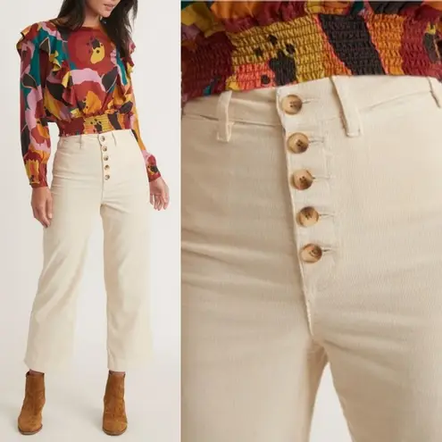 Marine layer Bridget Exposed Button Crop Wide Leg Corduroy Pants US 14