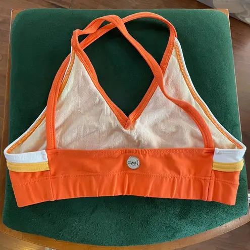 Gigo Active Brazil halter sports bra in orange white and yellow size S small NWT