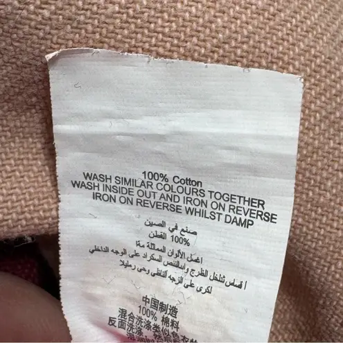 Missguided Color Block Oversized Denim Button Up Shirt Maroon Peach 8