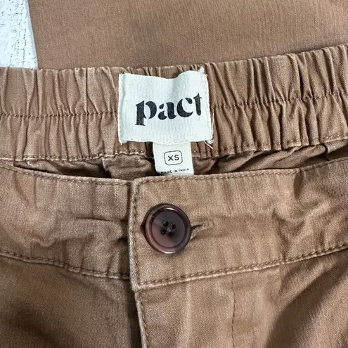 Pact Cropped Chino Pants XS | Light Brown | Organic Cotton | Elastic | MSRP $68