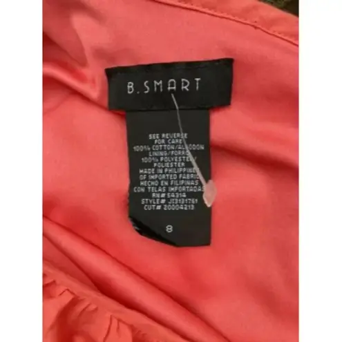 B Smart One Bare Shoulder Ruffle Belted Fully lined Mini Dress Coral Size 8 Orange