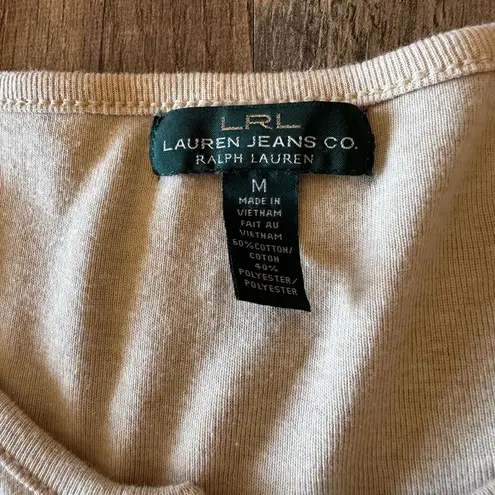 Lauren Ralph Lauren Southwestern Aztec Tribal Pattern Cotton Top Beige Medium