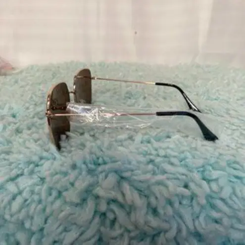 Square Brown & Gold Metal Frame Sunglasses Women NWOT