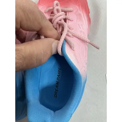 Dream Paris Womans Dream Pairs Lace Up Chunky Sneakers 9 Pink Coral Blue NWOT