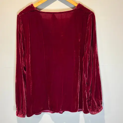 Sundance Ophelia Cranberry Red Velvet Cowl Neck Long Sleeve Top - size Medium