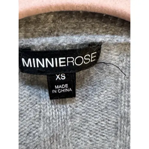 Minnie Rose Long Line Open Ribbed Cashmere Cardigan Size XS Gray